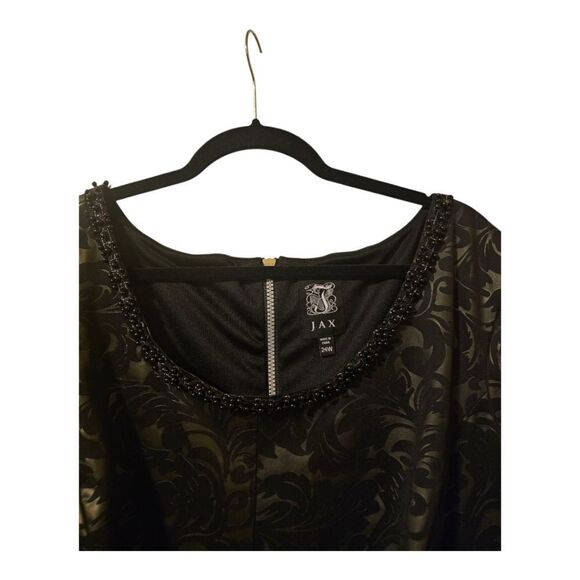 JAX Black Matte Floral Beaded Accent Dress - Size 24W - Picture 5 of 11